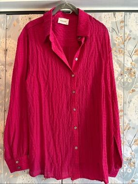 Andree Fuchsia Textured Button-Down Shirt